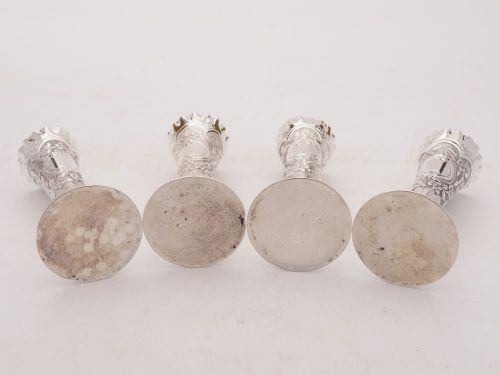 Gorgeous set of 4 Silver plated Victorian Posey Vases - circa 1890