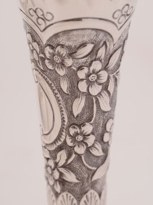 Gorgeous set of 4 Silver plated Victorian Posey Vases - circa 1890