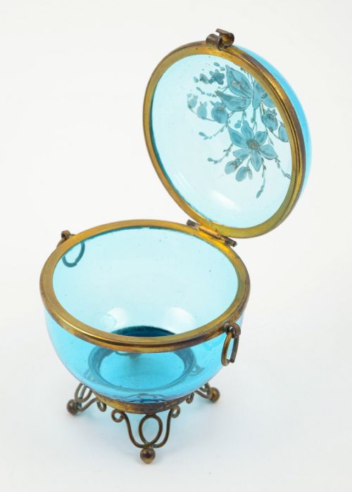 Pretty Edwardian Turquoise Trinket Box - circa 1905