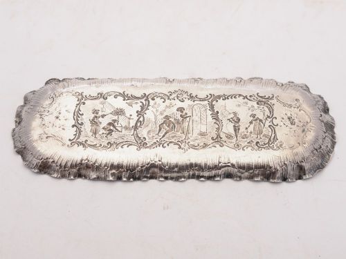 Pretty Embossed 800 Silver Pen Tray - circa 1900