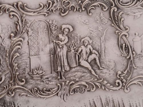 Pretty Embossed 800 Silver Pen Tray - circa 1900