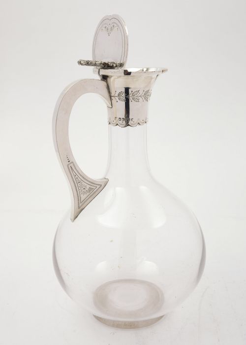 Fabulous Victorian Glass & Silver Claret Jug- Sheffield 1875