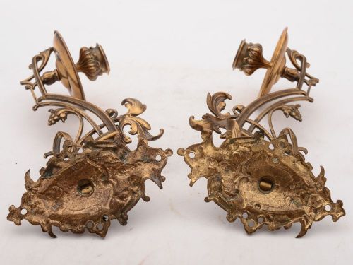 Brass Art Nouveau Wall Candle Holders- circa 1900