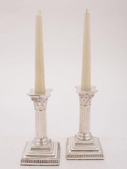 Pair of Elegant Silver Plated Edwardian Candlesticks - circa 1905