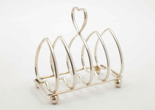 Unusual Edwardian Heart Shaped Silver Toast Rack - Sheffield 1905