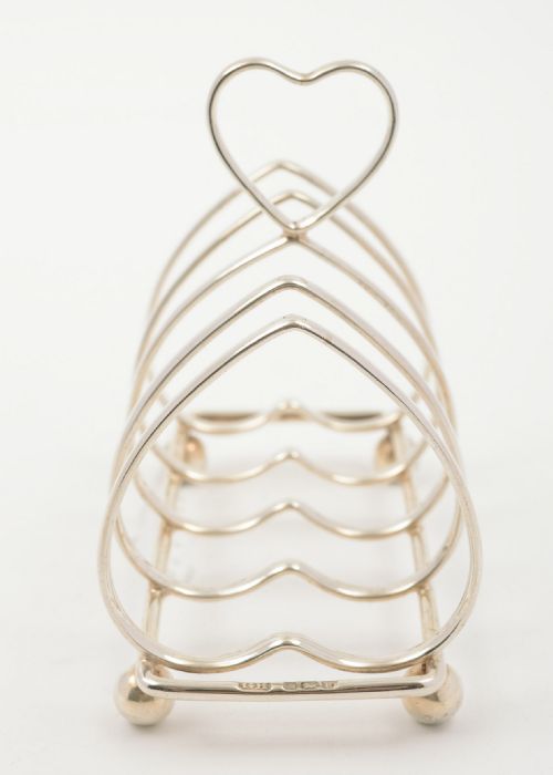 Unusual Edwardian Heart Shaped Silver Toast Rack - Sheffield 1905