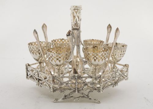 Rare Victorian Silver Plated Egg Cruet Set - circa 1880