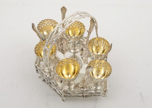 Rare Victorian Silver Plated Egg Cruet Set - circa 1880