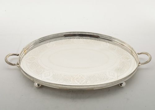 Elegant Edwardian Silver Plated Gallery Tray - Circa 1905