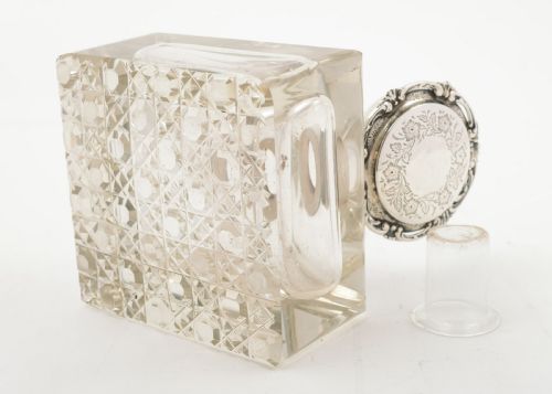 Good Large Edwardian Silver Topped Ink Pot - Birmingham 1905