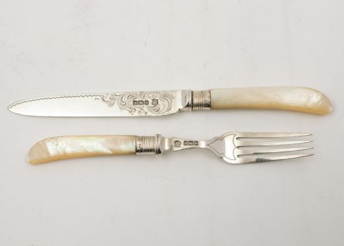 Gorgeous Edwardian Silver Dessert / Fruit Set - Sheffield 1905