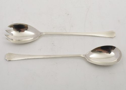 Nice Art Deco Silver Salad Servers - Sheffield 1935