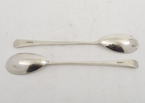 Nice Art Deco Silver Salad Servers - Sheffield 1935