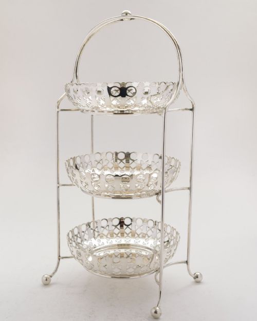 Elegant Art Deco Silver Plated 3 Tier Cake Stand - circa 1930
