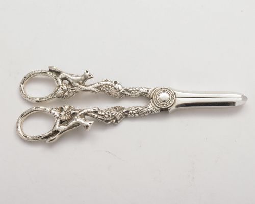 Pretty Pair of Solid Silver Grape Scissors - Sheffield 1959