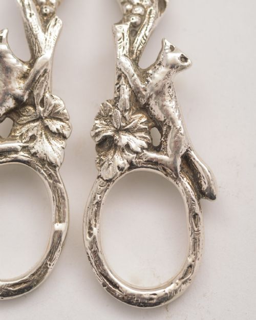 Pretty Pair of Solid Silver Grape Scissors - Sheffield 1959