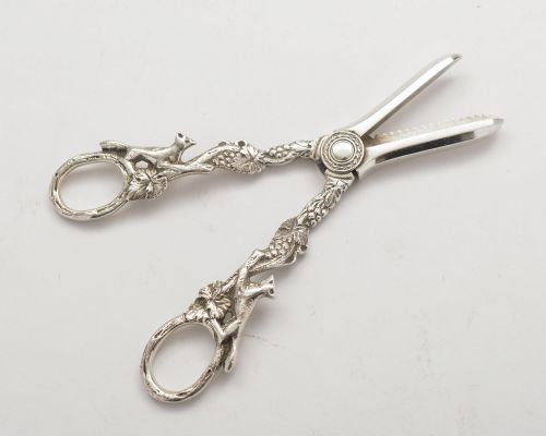 Pretty Pair of Solid Silver Grape Scissors - Sheffield 1959