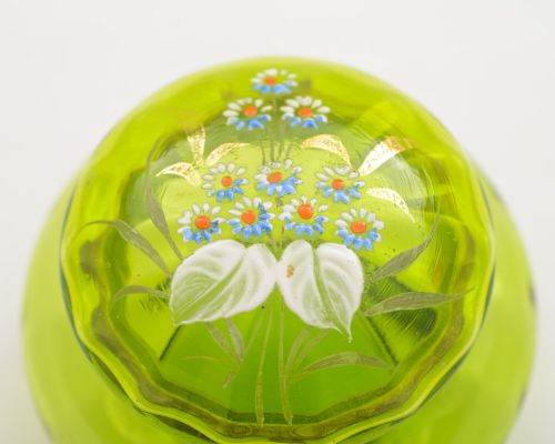 Lovely Green Glass French Trinket Box - circa 1900