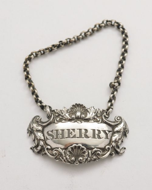 Nice Finely Cast Solid Silver Decanter Label - London 1828