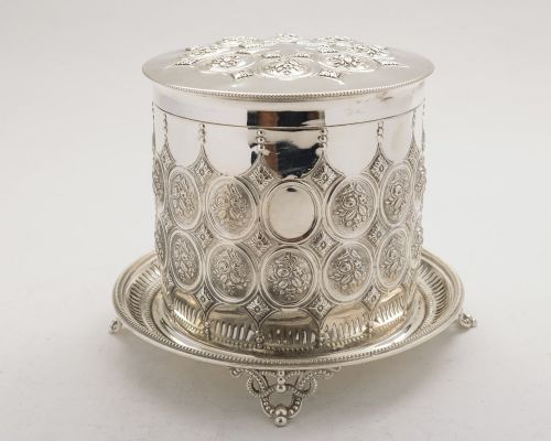 Superb Victorian Elkington Biscuit Box - 1887