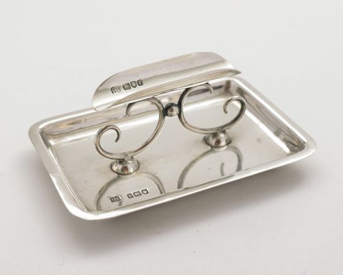 Nice Edwardian Silver Cigar Rest/ Ashtray - London 1901