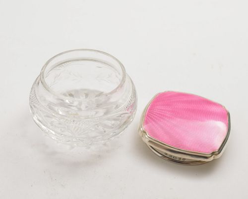 Pretty Art Deco Silver Enamelled Topped Jar - Birmingham 1935