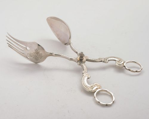 Fabulous Dutch Silver Serving Tongs - 1870
