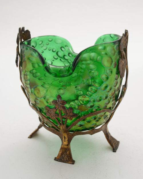Nice Austrian Emerald Green Irredescent Vase - circa 1900