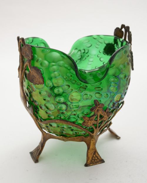 Nice Austrian Emerald Green Irredescent Vase - circa 1900