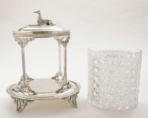 Gorgeous Victorian Glass and silver plated Biscuit Box- circa 1880