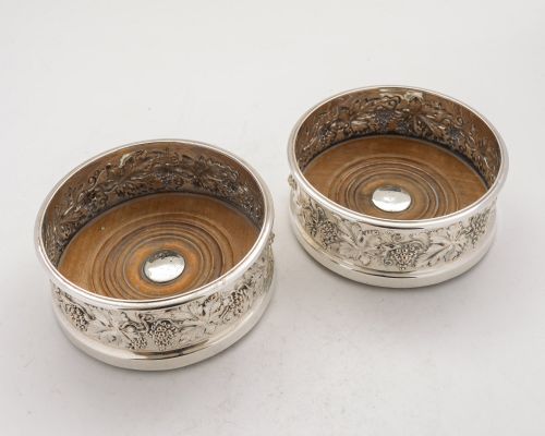 Lovely Pair Edwardian Silver Plated Coasters - circa 1905