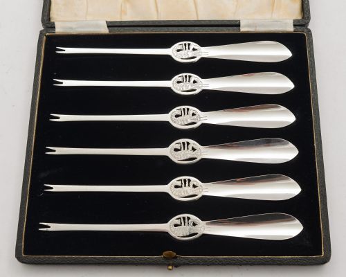 Beautiful Set of Silver Plated Lobster Picks - circa 1920