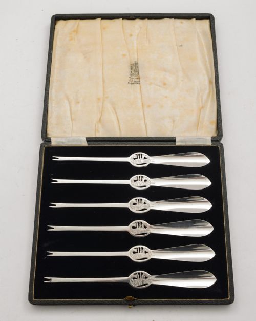 Beautiful Set of Silver Plated Lobster Picks - circa 1920