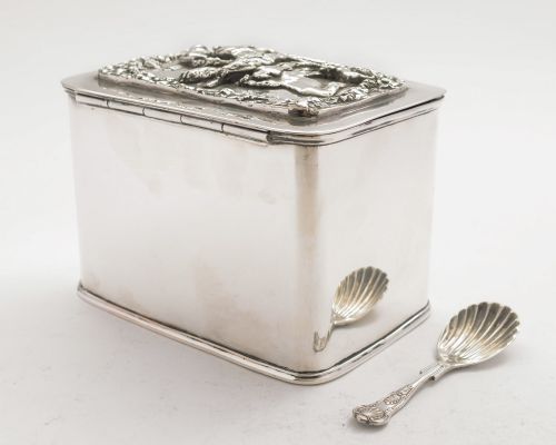 Fabulous Victorian Silver on Copper Tea Caddie - circa 1880