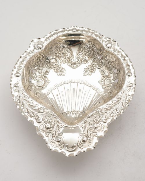 Beautiful Victorian Silver Plated Embossed Serving Dish - circa 1890