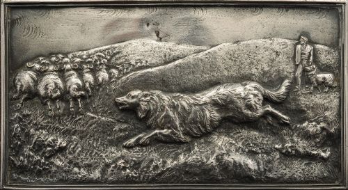 Unusual Pair Edwardian Shepherd Scene Plaques - circa 1905