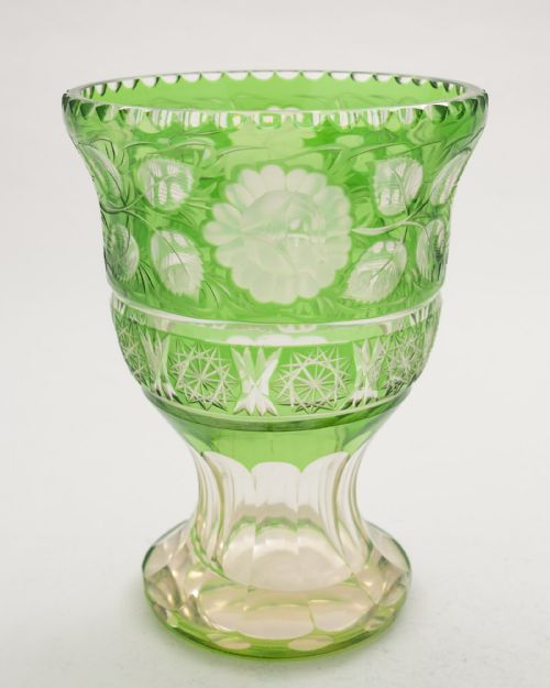 Gorgeous European Green Glass Vase - circa 1900