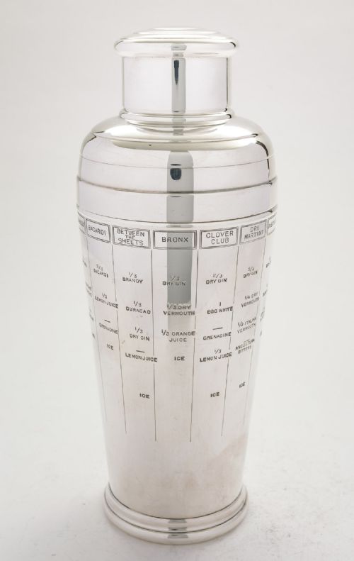 Rare Recipe Art Deco Cocktail Shaker - circa 1930