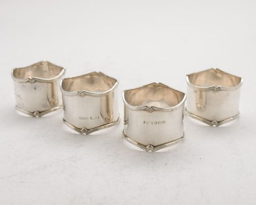Nice Cased Set (4) Silver Napkin Rings - Birmingham 1914