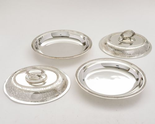 Lovely Pair Victorian Silver Plated Entree' Dishes - circa 1890