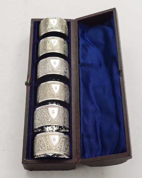 Nice Cased Set (6) Edwardian Napkin Rings - circa 1905