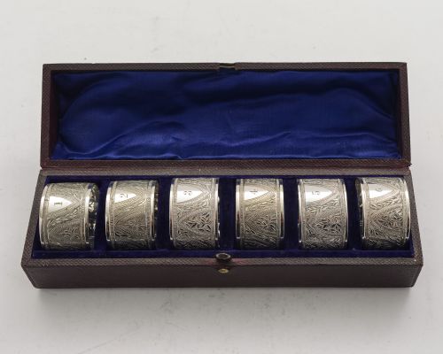 Nice Cased Set (6) Edwardian Napkin Rings - circa 1905