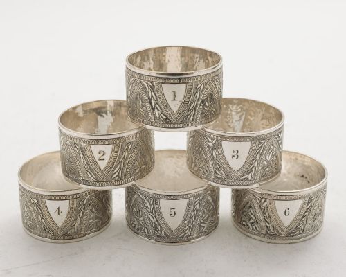 Nice Cased Set (6) Edwardian Napkin Rings - circa 1905