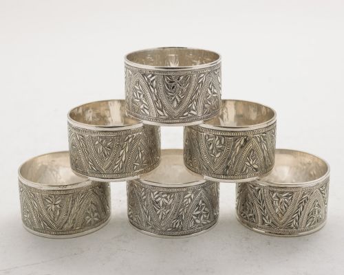Nice Cased Set (6) Edwardian Napkin Rings - circa 1905