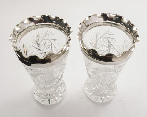 Lovely Pair Cut Glass Vases - circa 1920