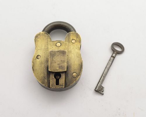 Nice Brass and Steel Padlock with Key - circa 1915