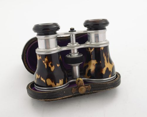 Lovely Pair of Faux Tortoiseshell & Aluminium Opera Glasses - circa 1920