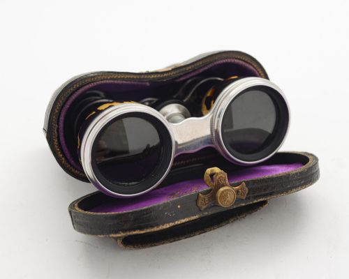 Lovely Pair of Faux Tortoiseshell & Aluminium Opera Glasses - circa 1920