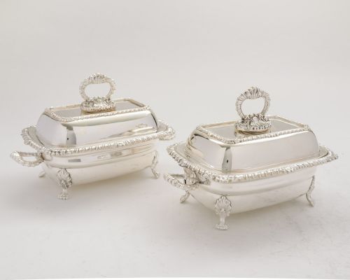 Lovely Pair Edwardian Small Silver Plated Entree Dishes - circa 1905