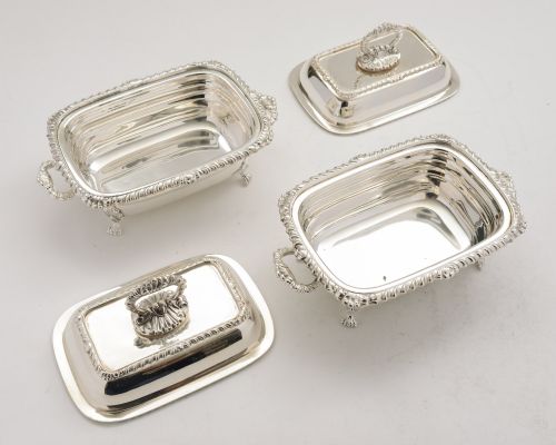 Lovely Pair Edwardian Small Silver Plated Entree Dishes - circa 1905